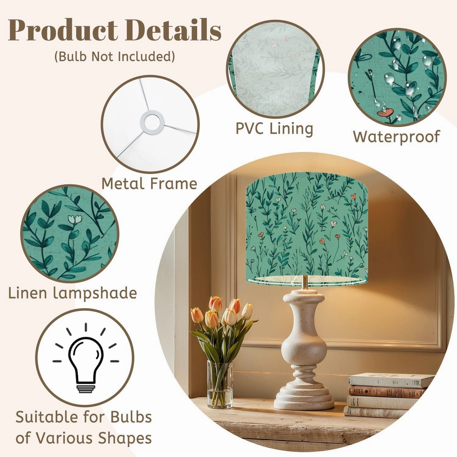 Drum Lamp Shades Tiny meadow flowers seamless for summer dress textile print Lamp Shade for Floor Lamps Table Lamps Pendant Light 11"x8.9" Linen Replacement Large Lampshades