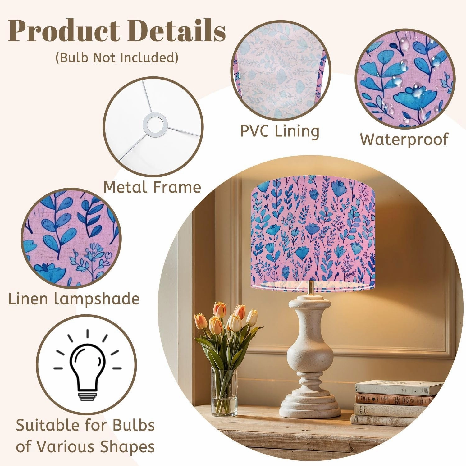 Drum Lamp Shades Tiny meadow flowers seamless for summer dress textile print Lamp Shade for Floor Lamps Table Lamps Pendant Light 11"x8.9" Linen Replacement Large Lampshades