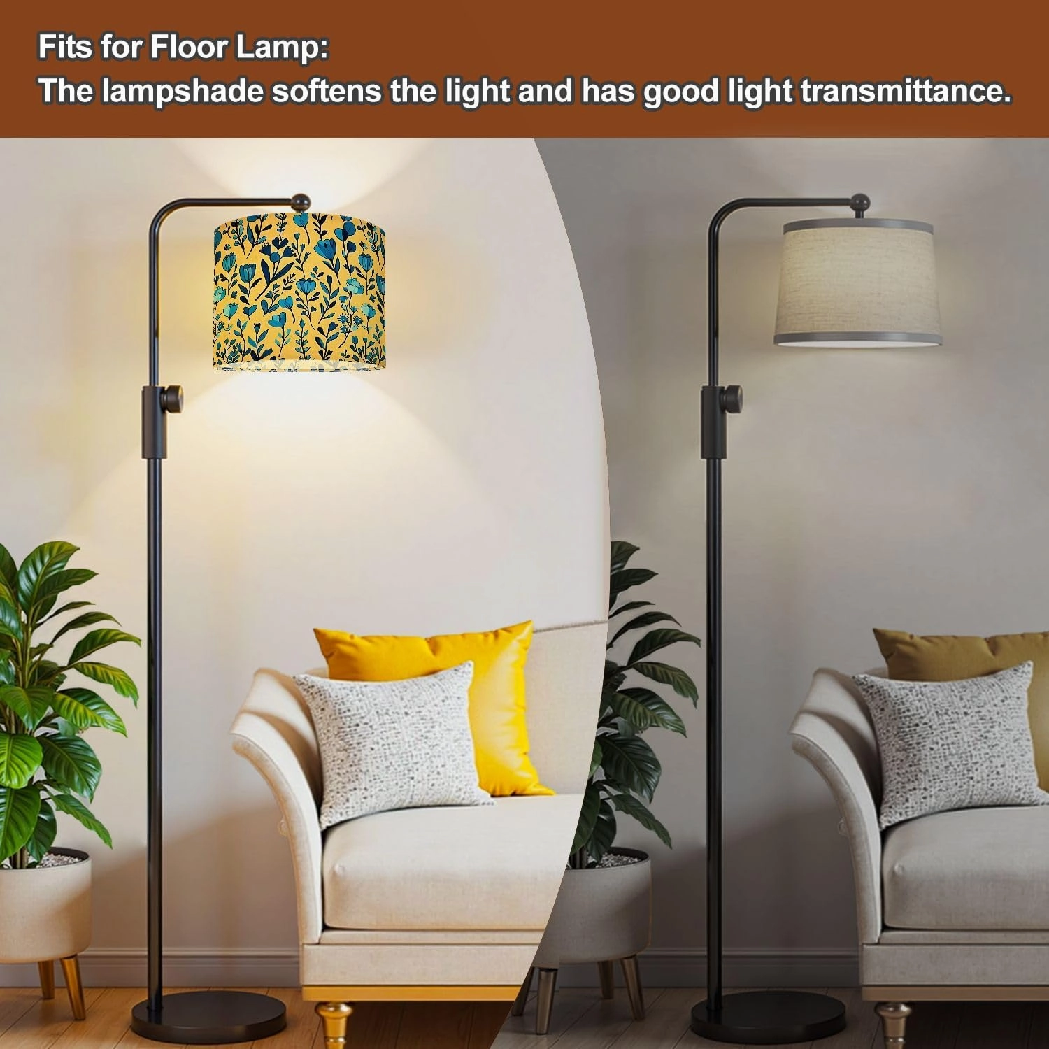 Drum Lamp Shades Tiny meadow flowers seamless for summer dress textile print Lamp Shade for Floor Lamps Table Lamps Pendant Light 11"x8.9" Linen Replacement Large Lampshades