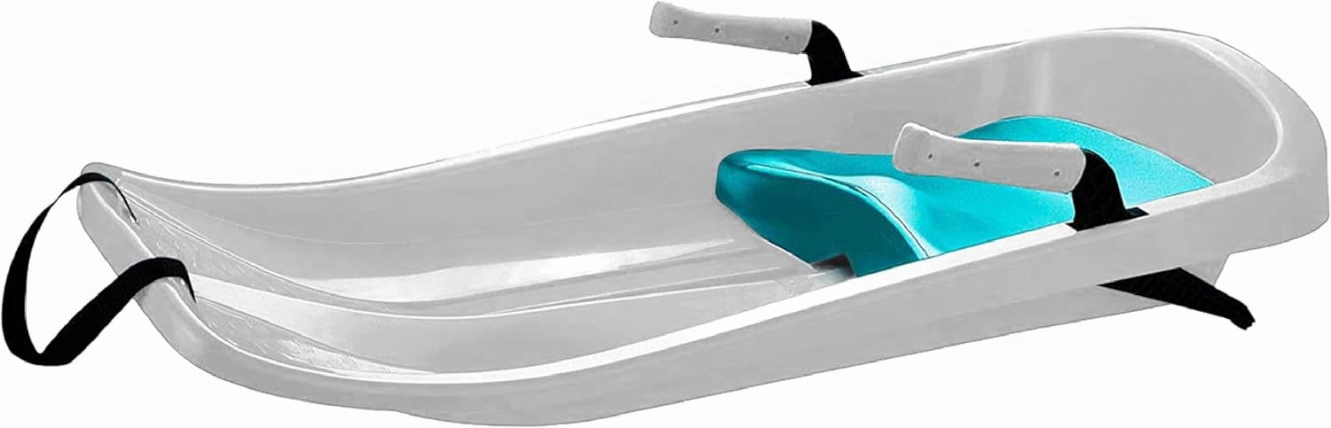 Durable Kids' Toboggan Sleds - Plastic, Lightweight, Winter Snow Sleds with Tow Strap & Pull-Up Brakes