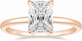 EAMTI 3CT 925 Sterling Silver Engagement Rings Radiant Cut Solitaire Cubic Zirconia CZ Wedding Promise Rings for Her Wedding Bands for Women Size 3-11