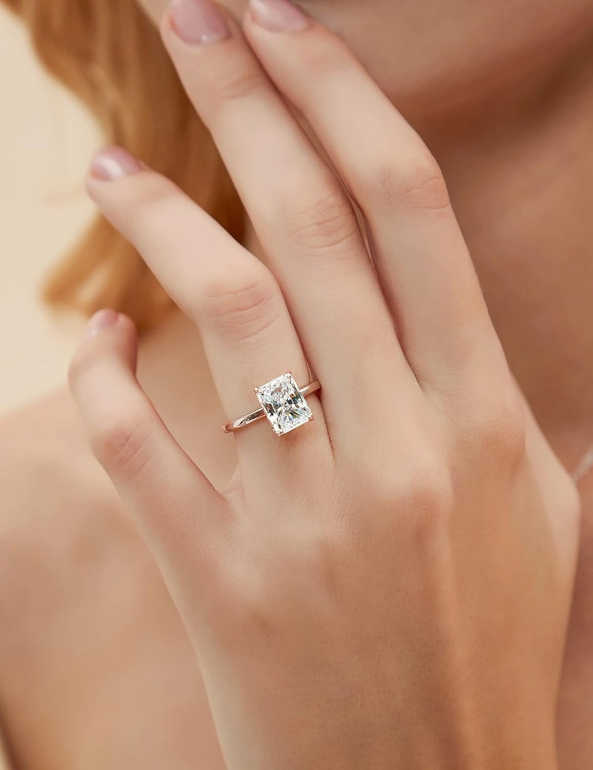 EAMTI 3CT 925 Sterling Silver Engagement Rings Radiant Cut Solitaire Cubic Zirconia CZ Wedding Promise Rings for Her Wedding Bands for Women Size 3-11