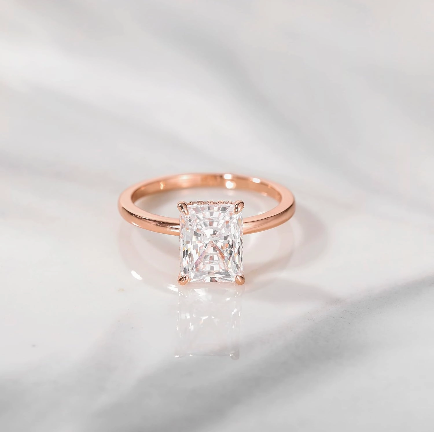 EAMTI 3CT 925 Sterling Silver Engagement Rings Radiant Cut Solitaire Cubic Zirconia CZ Wedding Promise Rings for Her Wedding Bands for Women Size 3-11