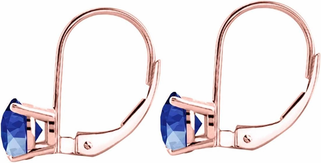Earrings for Women 3.5 Carat 8MM Round Gemstone Leverback Earrings Carat 14K Rose Gold 4-prong