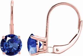 Earrings Women 2.5 Carat 7MM Round Gemstone Leverback Earrings Carat 14K Rose Gold 4-prong