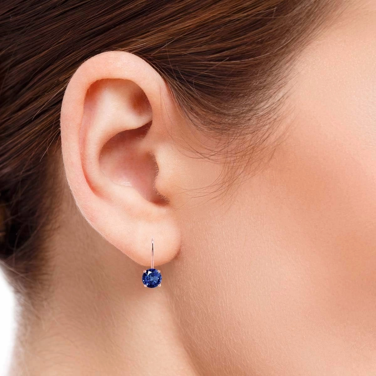 Earrings Women 2.5 Carat 7MM Round Gemstone Leverback Earrings Carat 14K Rose Gold 4-prong