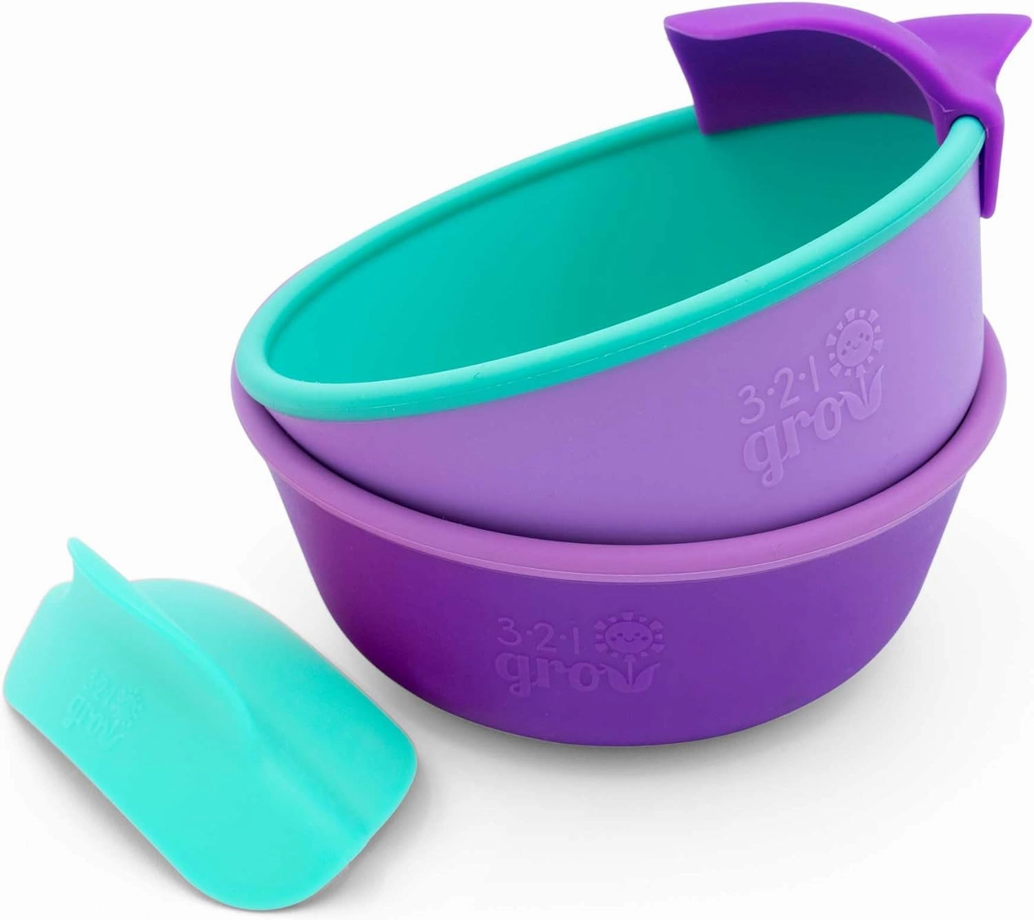 Easy Scoop & Hold Bowl Set • Silicone bowl for babies, toddler, kids • Set of 2 bowls | 6 mo  | Dishwasher and microwave safe (Grape)