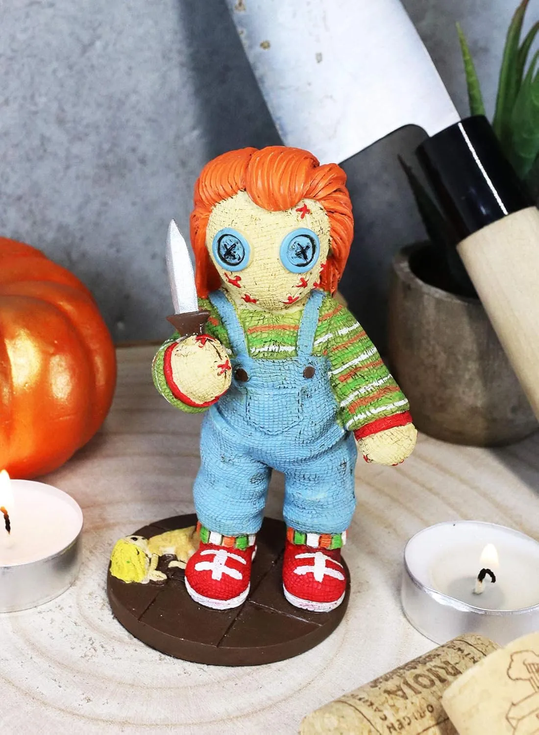 Ebros Day of The Dead Pinheadz Monster with Voodoo Stitches Figurine Halloween Collectible Toy Fantasy Mythical Beings Undead Apocalypse Horror (Buddi Child's Play Chucky)
