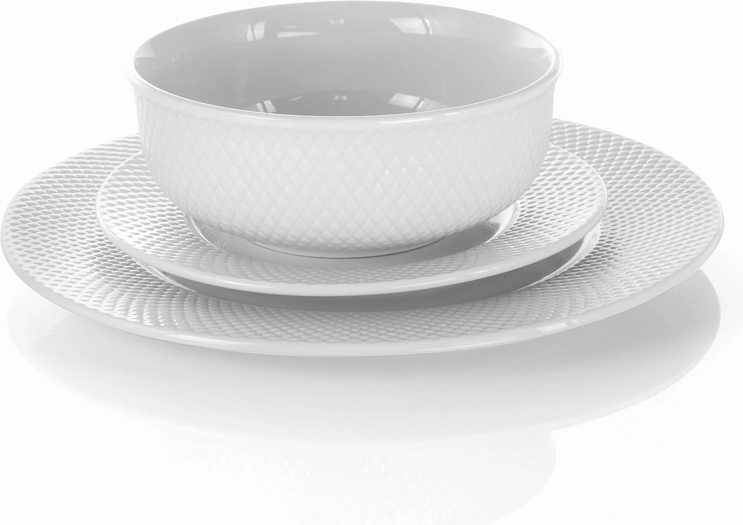 Elama White Porcelain Dish Dinnerware Set, 18 Piece (Elama Glossy)
