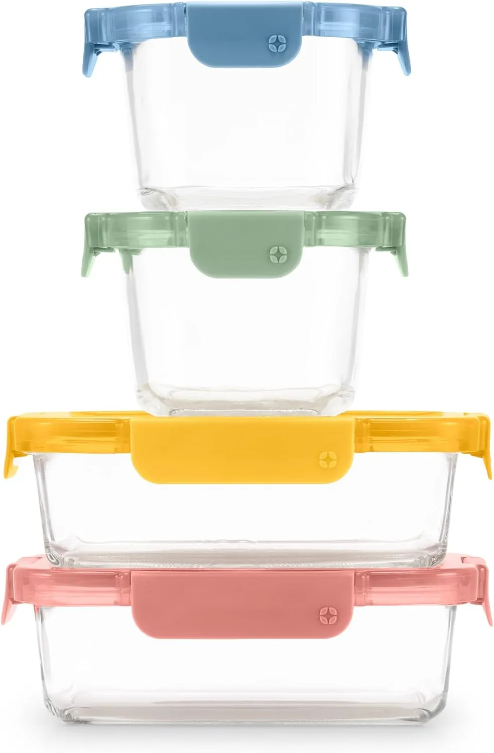 Ello Color Lock 8PC Mixed Glass Food Storage Sets, Leak-Proof Glass Food Storage Containers with Airtight BPA-Free Plastic Lids, Dishwasher, Microwave, and Freezer Safe, Desert Festival