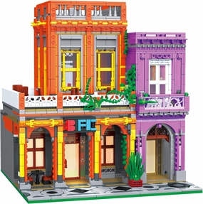 European Cuban Restaurant Street View 2279 Piece Modular Building Block Architectural Model Building Brick Toy Playset for Adults