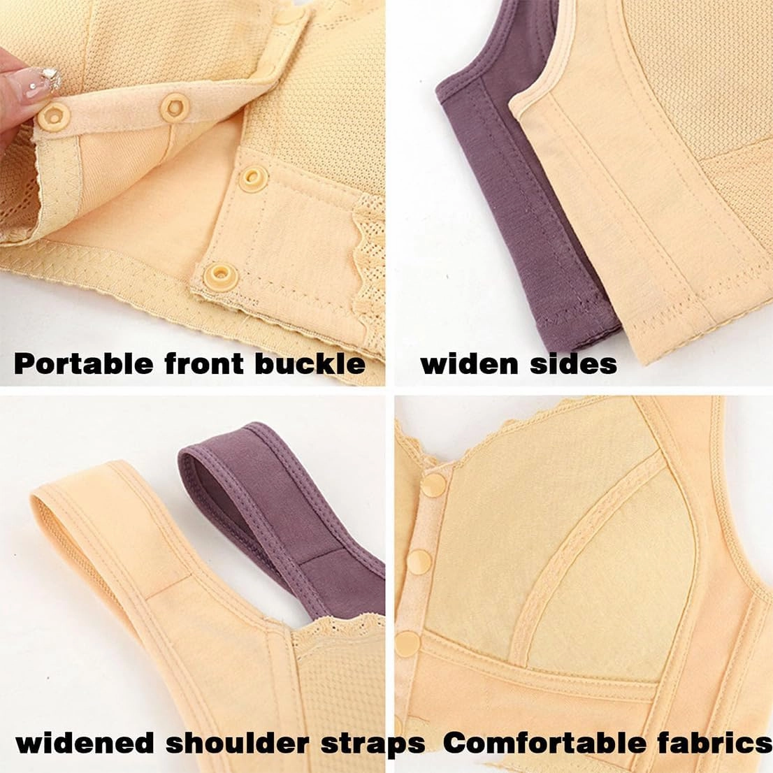 Evybliss Bra, Moona Bra - Front Closure Breathable Bra for Seniors, Moisture-Wicking Seamless Push Up Bra