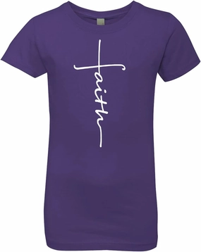 Faith Cross Girl's Youth (Kids) Fitted Tee Shirt Size Up in Doubt (XS-XL)