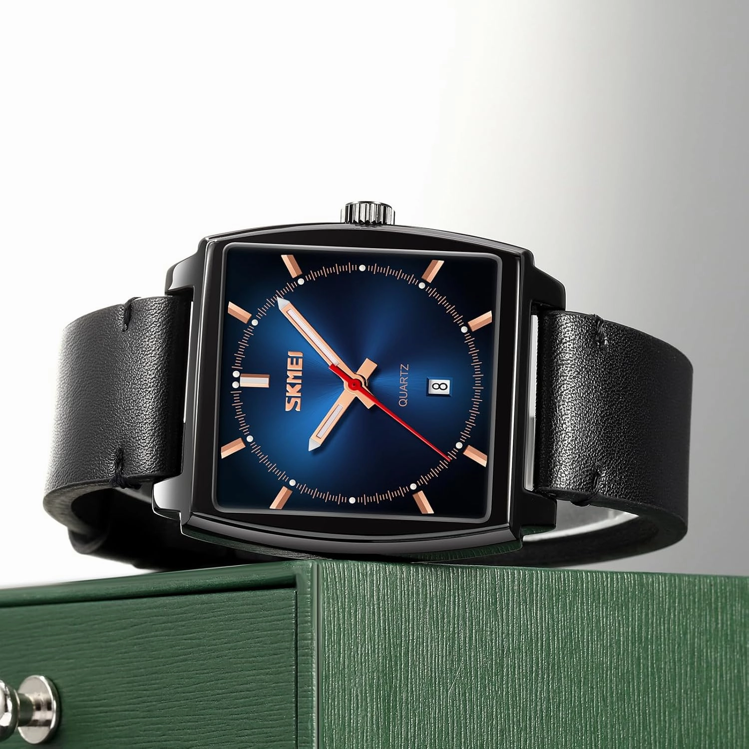 FANMIS Men's Retro Minimalism Square Watches Business Dress Watch Waterproof Analog Quartz Watch Ultra-Thin Large Dial Watch Leather Band Elegant Watch Gifts for Men