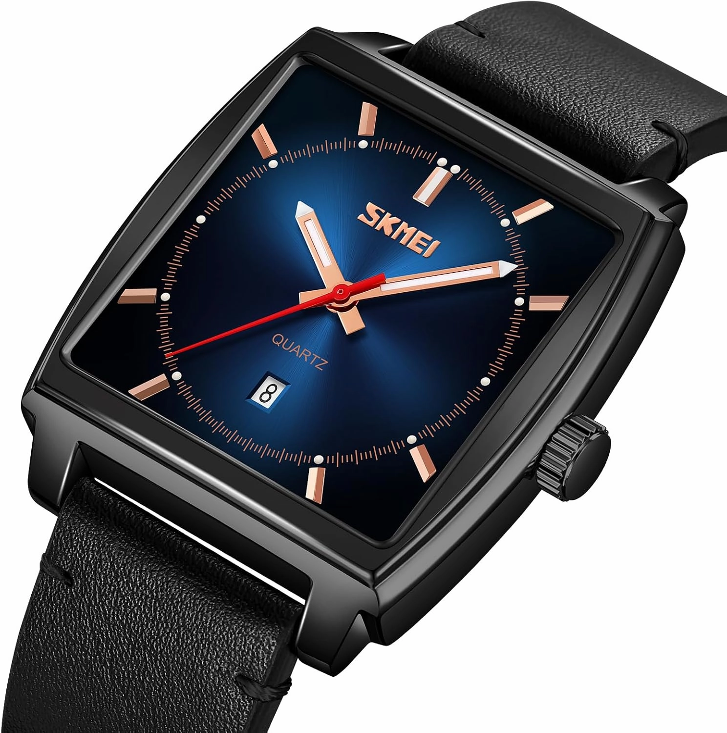 FANMIS Men's Retro Minimalism Square Watches Business Dress Watch Waterproof Analog Quartz Watch Ultra-Thin Large Dial Watch Leather Band Elegant Watch Gifts for Men