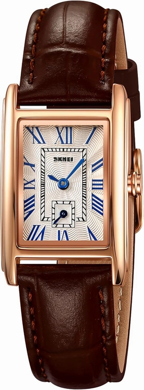 FANMIS Vintage Women's Rectangle Wrist Watch Classic Ladies Analog Quartz Watch Ultra-Thin Ladies Bangle Bracelet Watch Female Business Dress Watch with Leather Strap