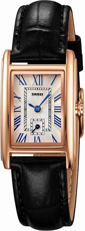 FANMIS Vintage Women's Rectangle Wrist Watch Classic Ladies Analog Quartz Watch Ultra-Thin Ladies Bangle Bracelet Watch Female Business Dress Watch with Leather Strap
