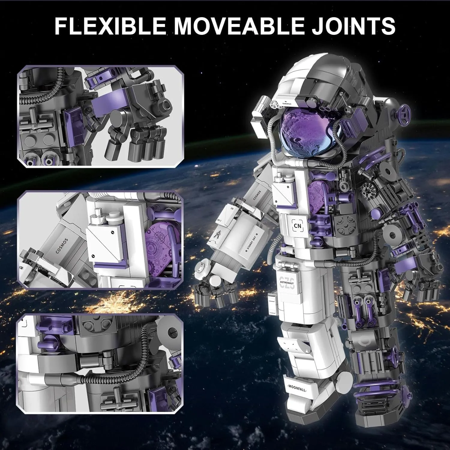 Finger Rock Space Astronaut Building Set for Adults, Semi-Mechanical Astronaut Action Model with Display Stand for Office Home Decorations, Spaceman Toys Gifts for Kids 8-14 Boys Girls