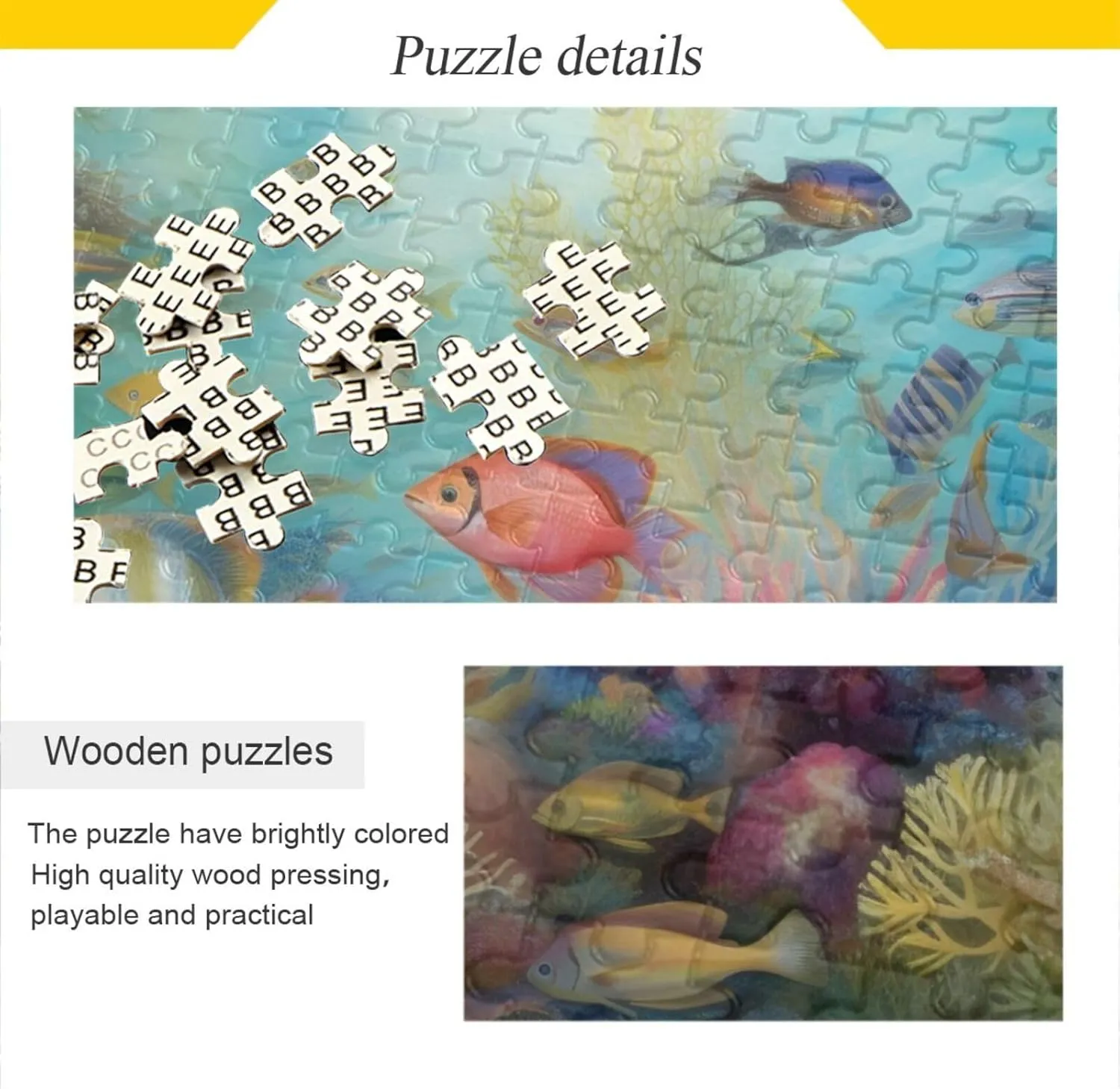 Fish Coral Sea Jigsaw Puzzle 500 Piece, Educational Intellectual Decompression Puzzle Game Jigsaw Puzzle for Adult Active Thinking Party Entertainment, Family Games
