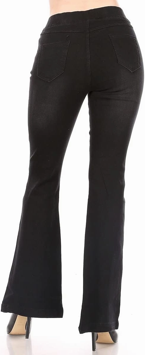 Flare Jeans for Women Ladies Elastic Pull-On Skinny Flared Bootcut Denim Jeggings