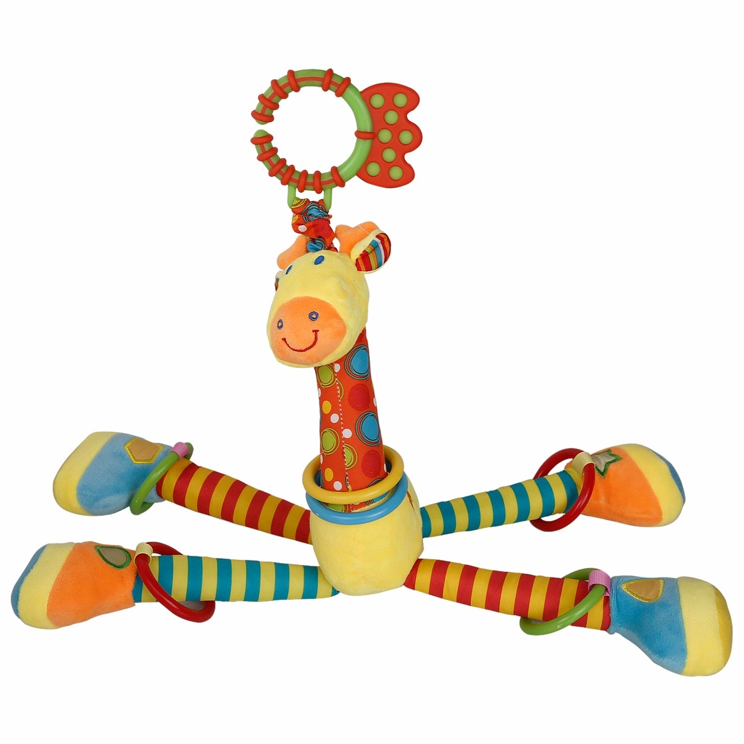 Flexible Giraffe Yellow Musical Hanging Toy With Teether
