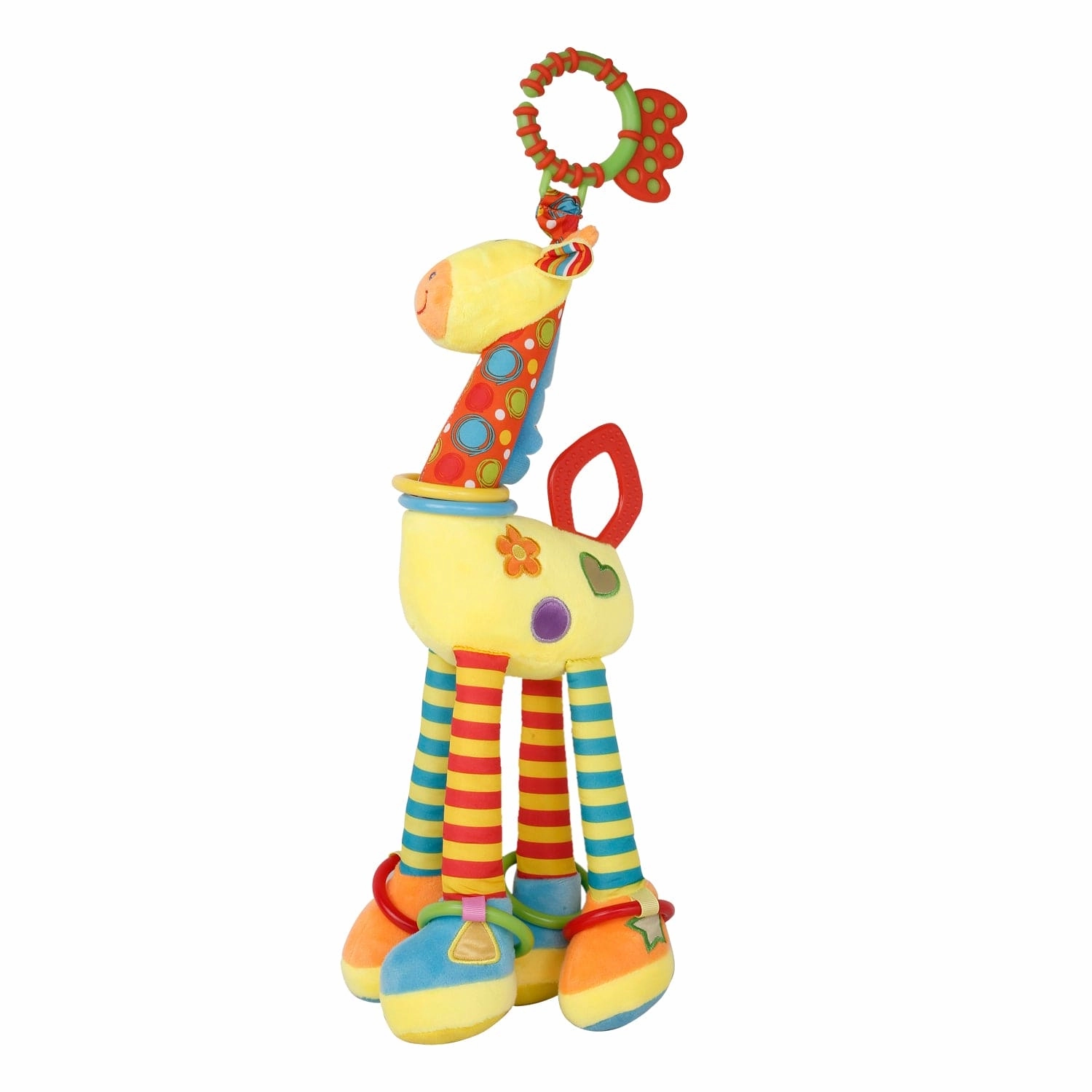 Flexible Giraffe Yellow Musical Hanging Toy With Teether
