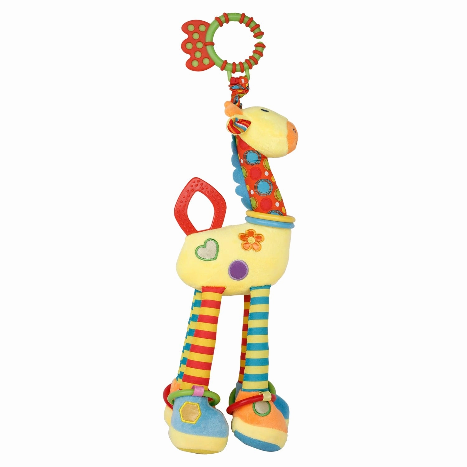 Flexible Giraffe Yellow Musical Hanging Toy With Teether