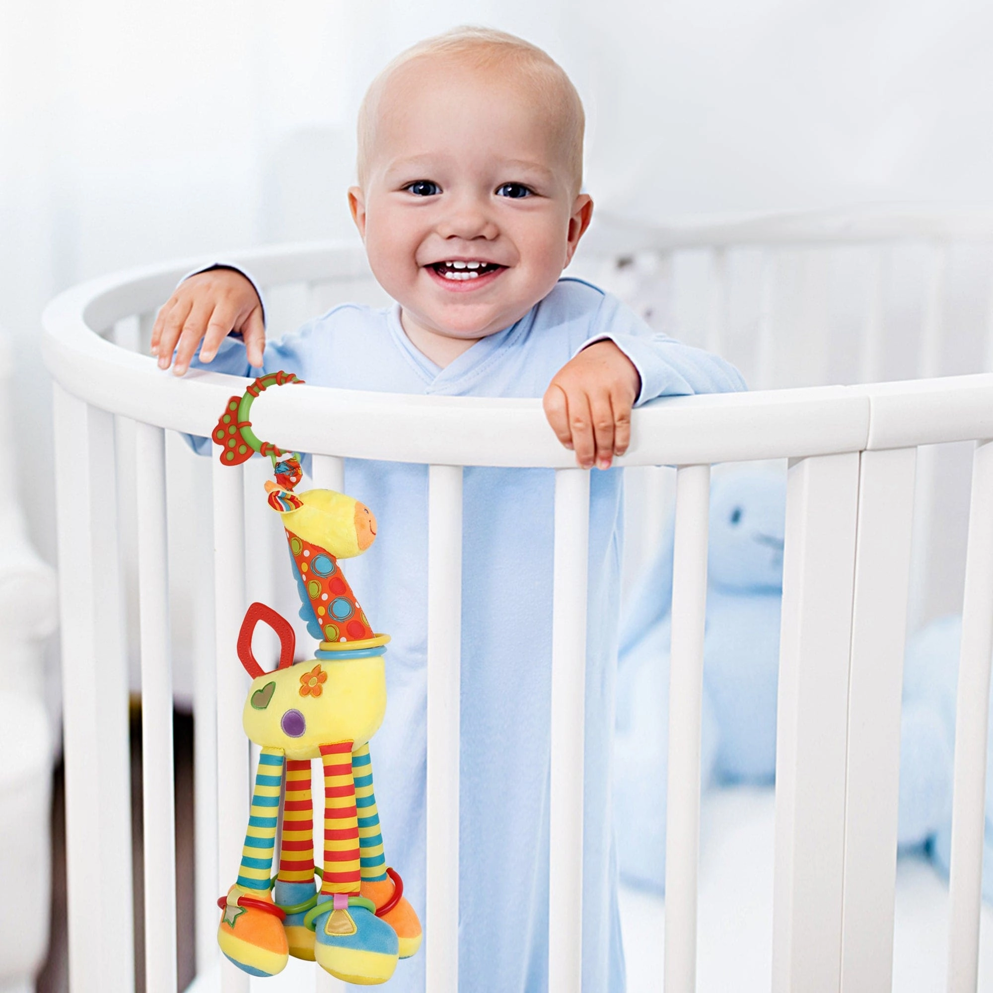 Flexible Giraffe Yellow Musical Hanging Toy With Teether