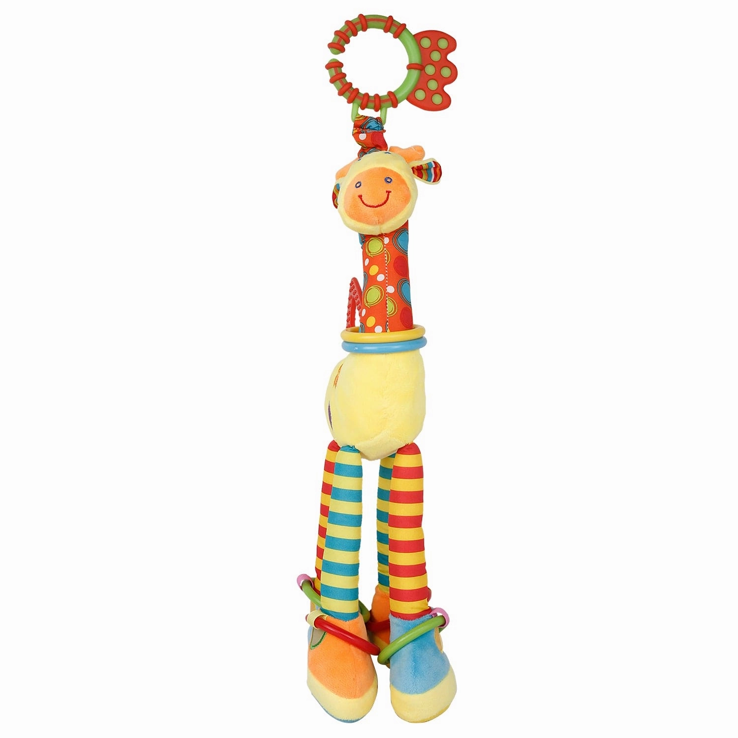 Flexible Giraffe Yellow Musical Hanging Toy With Teether