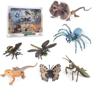 FLORMOON Insect Toys 7pcs Realistic Animal Figures Action Model Science Project, Learning Educational Toys, Birthday Gift, Cake Topper for Kids