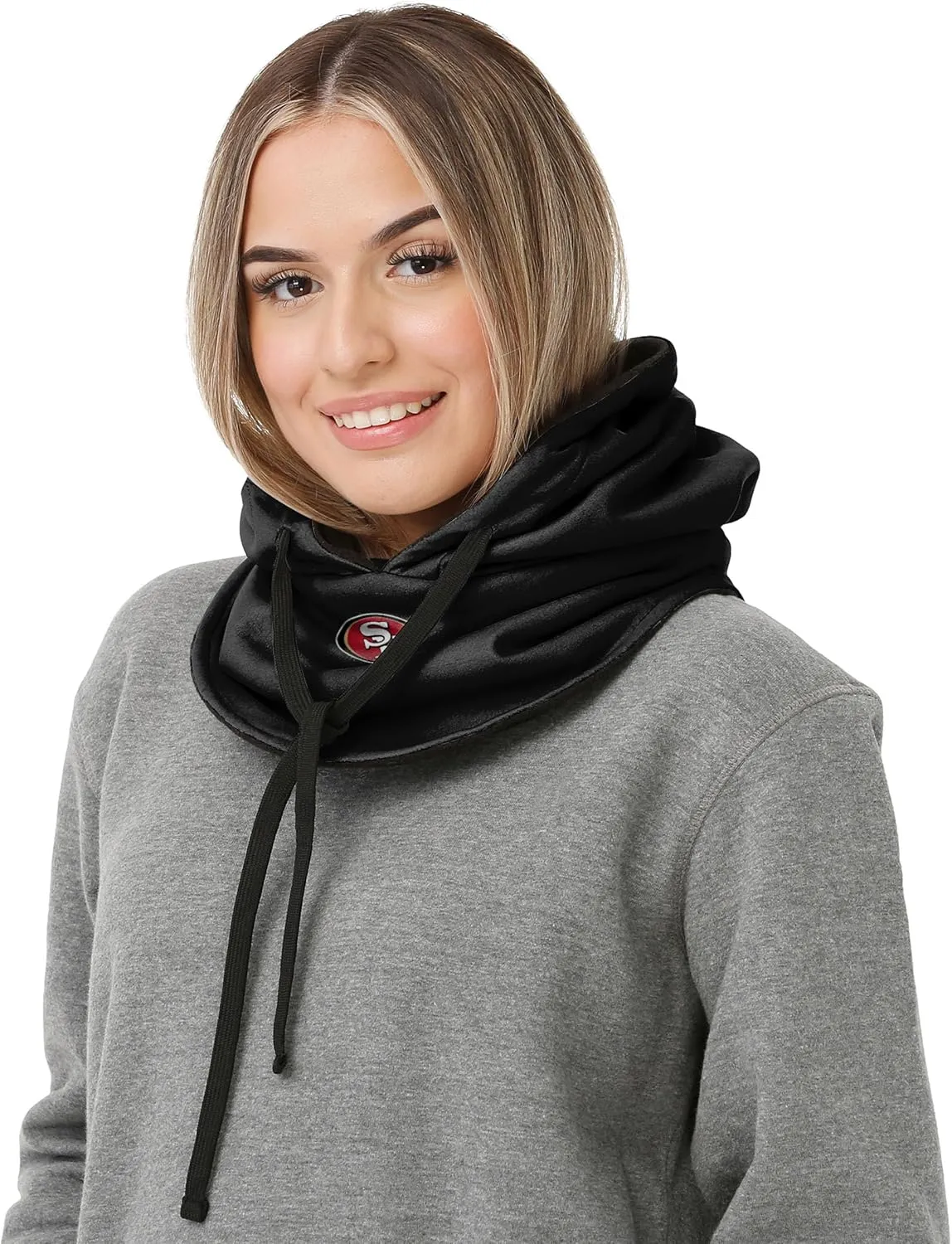 FOCO NFL Team Logo Black Drawstring Winter Cap Hooded Gaiter Balaclava Face Cover