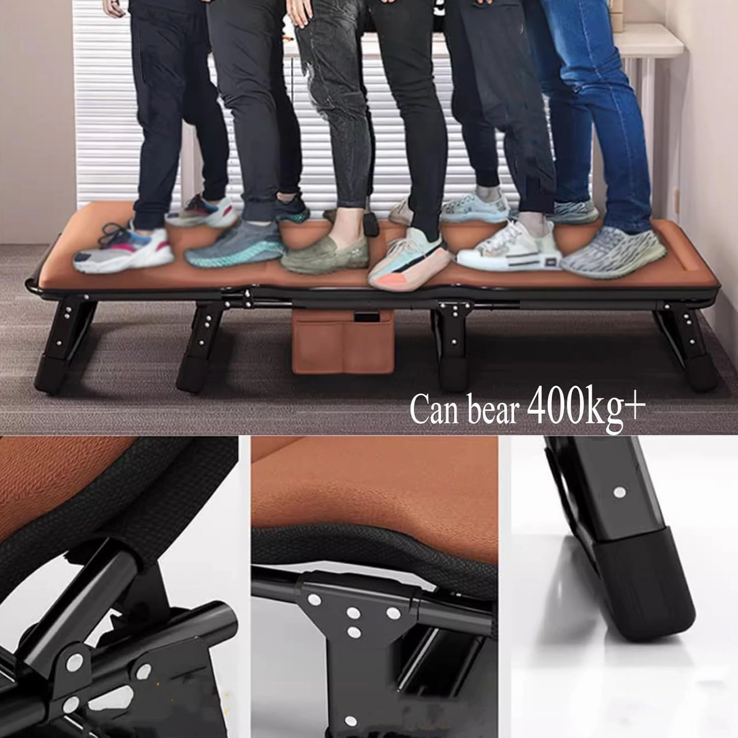 Folding Camping Bed 4 Positions Adjustable Camping Cot W/Mattress and Pillow Lounge Chair Load 200kg Portable Folding Bed