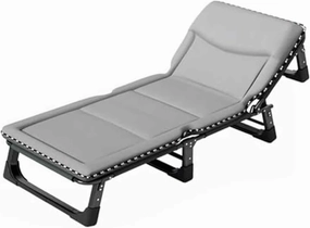 Folding Camping Bed 4 Positions Adjustable Camping Cot W/Mattress and Pillow Lounge Chair Load 200kg Portable Folding Bed