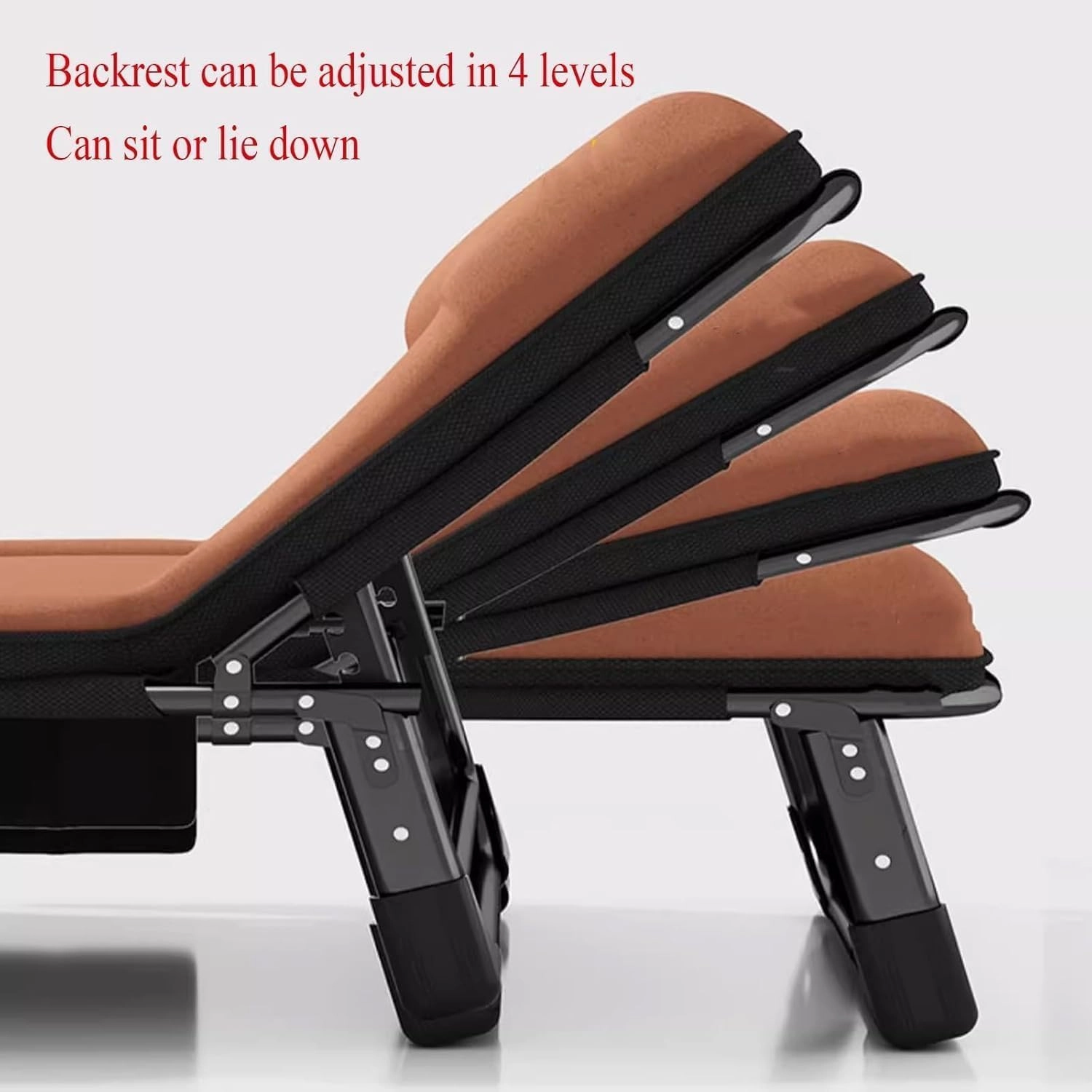 Folding Camping Bed 4 Positions Adjustable Camping Cot W/Mattress and Pillow Lounge Chair Load 200kg Portable Folding Bed
