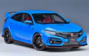 for AUTOART for Honda for Civic for Type R for FK8 2021 Racing Blue Pearl 1:18 Car Pre-Built Model