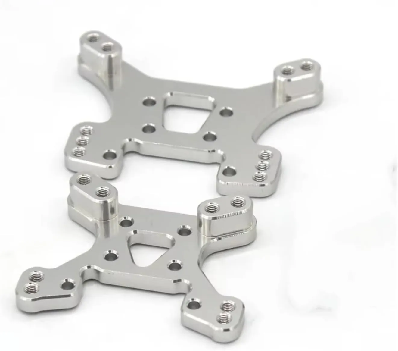 for Wltoys 144001 144002 124017 124019 General RC Remote Control Car Metal Po Accessories Front and Rear Shock Absorber Plate RC Car DIY Parts(Silver)