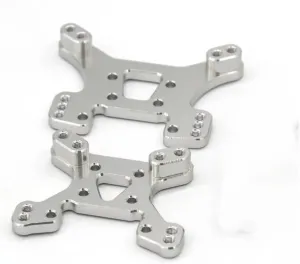 for Wltoys 144001 144002 124017 124019 General RC Remote Control Car Metal Po Accessories Front and Rear Shock Absorber Plate RC Car DIY Parts(Silver)