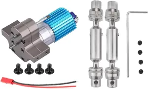 for WPL for MN for Pickup Full Metal Gearbox with Metal Teeth 370 Gear Motor Semi Truck Truck DriveShaftParts Upgrade and Replacement RC Car DIY Parts(Gray)