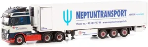 for WSI for VOLVO FH4 for GLOBETROTTER XL 6X2 TAG AXLE REEFER TRAILER - 3 AXLE for ORIENT TRANSPORT 1:50 Truck Pre-built Model