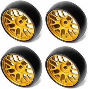 for Wltoys 284131 K969 K979 K989 for Kyosho for Mini-Z 1/28 26.5Mm Metal Wheel Rim Tyres RC Car Parts Accessories Upgrade Replacement RC Car DIY Parts(Yellow)