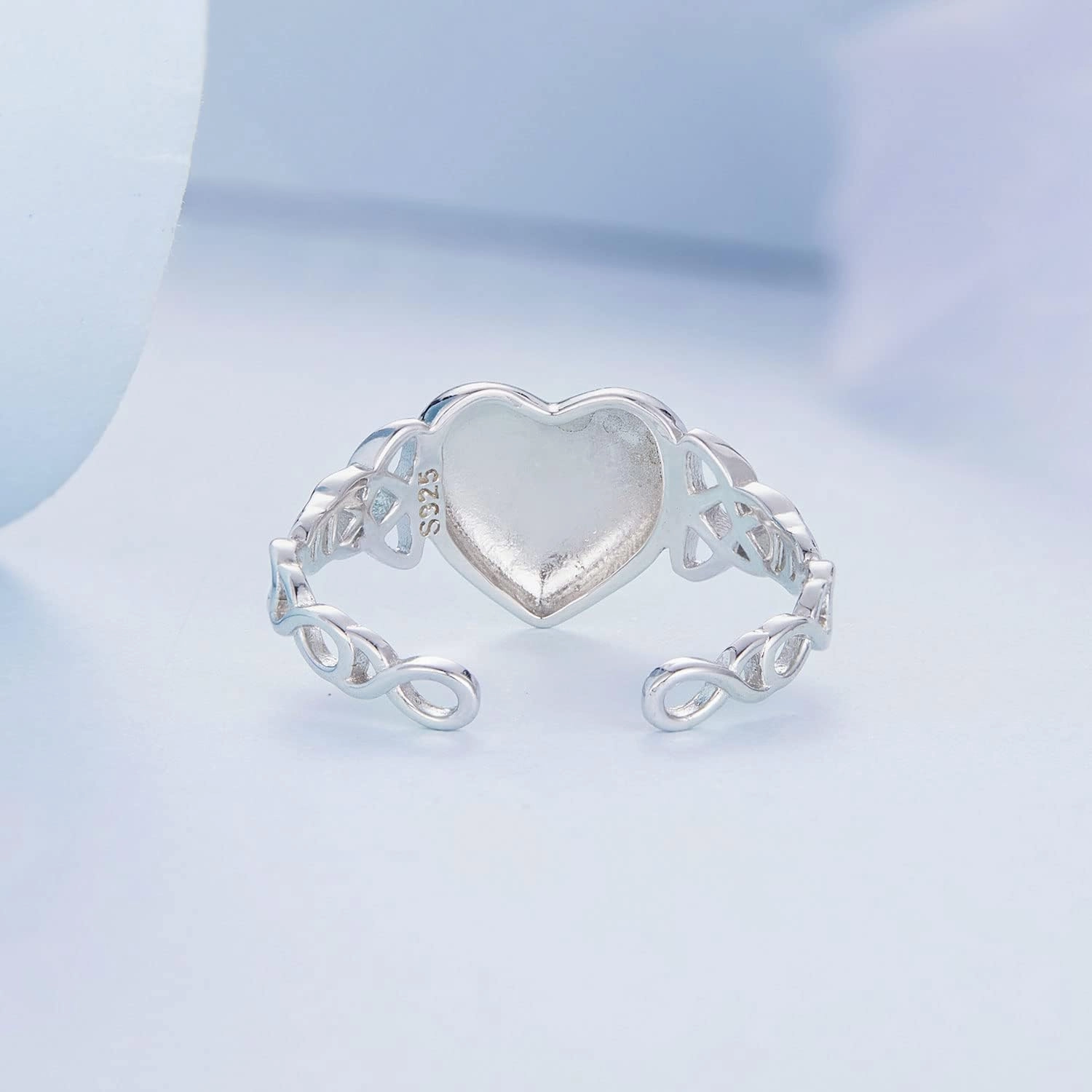 FOREVER QUEEN Open Ring, 925 Sterling Silver Cute Feather Ring Opening Mouth Leaf Ring, Simple Wedding Finger Ring for Women