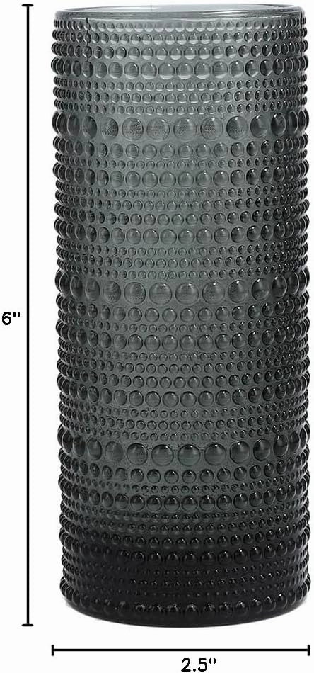 Fortessa Jupiter Beaded Hobnail Glass, 11 Ounce Collins/High Ball (Set of 6), Storm