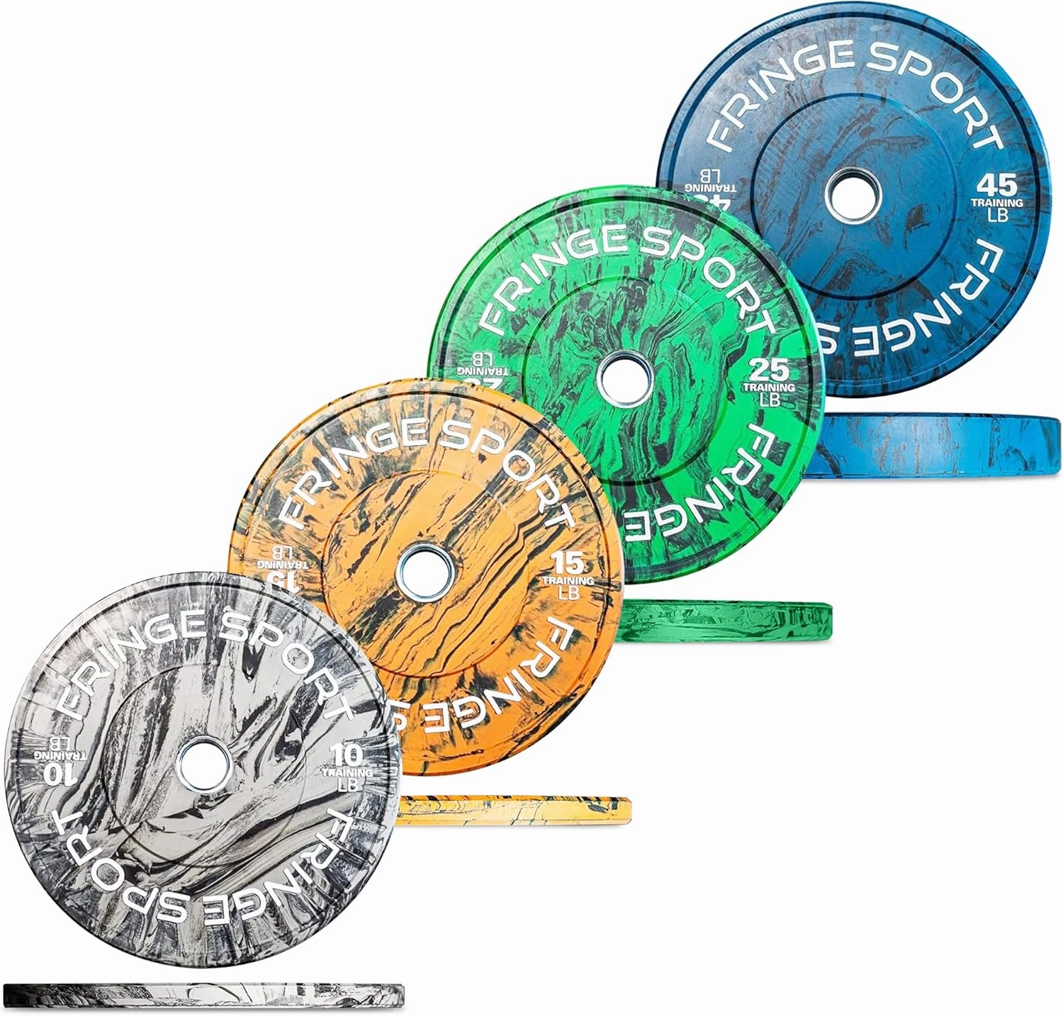 FringeSport Savage Bumper Plates Set and Pairs - Olympic Weight Plate - Rubber Weight Plates with Steel Insert Strength Training Plate (10lb - 460lb)