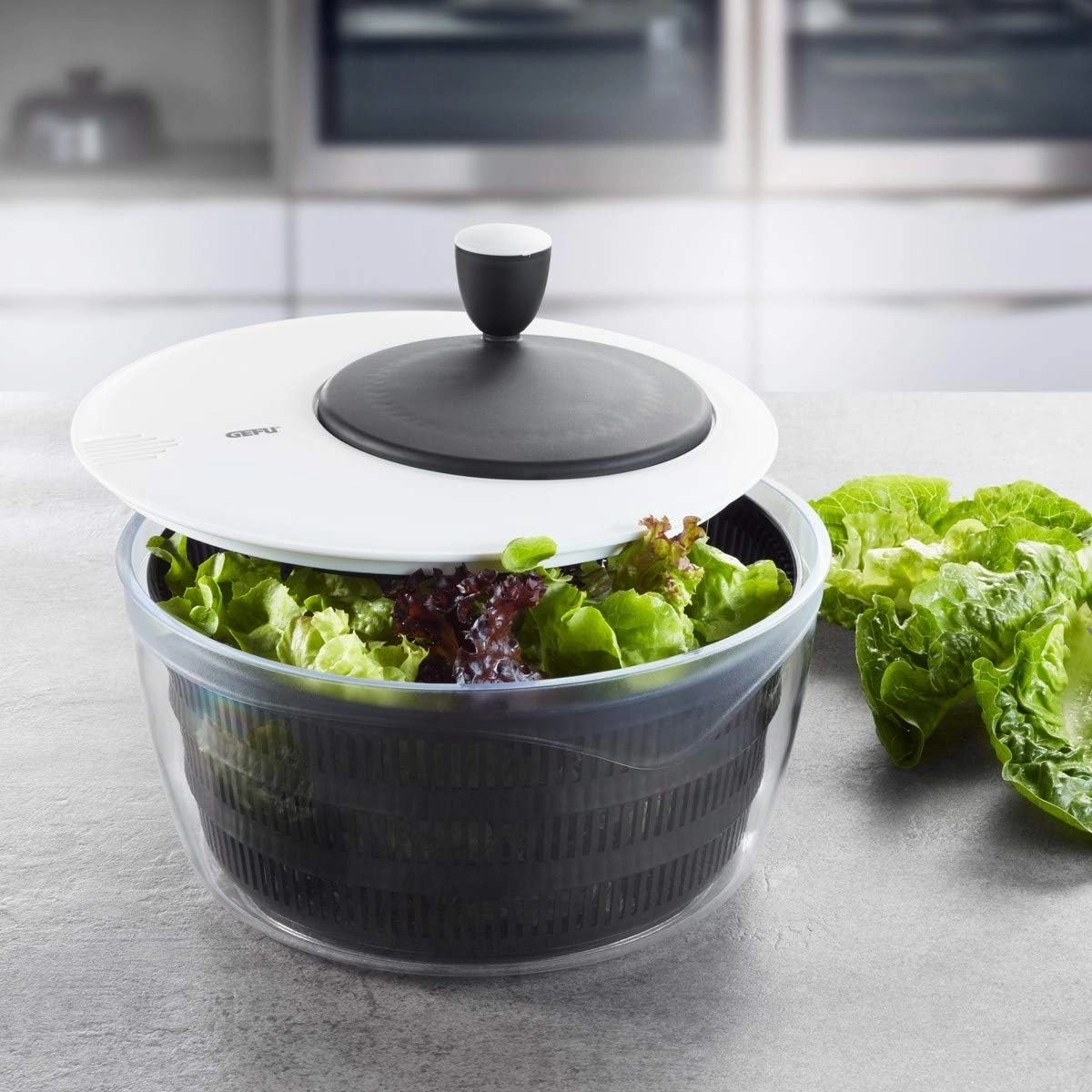 GEFU 28170 Salad Spinner, 脴 25 cm - H 17 cm - 3 Liter, Silver