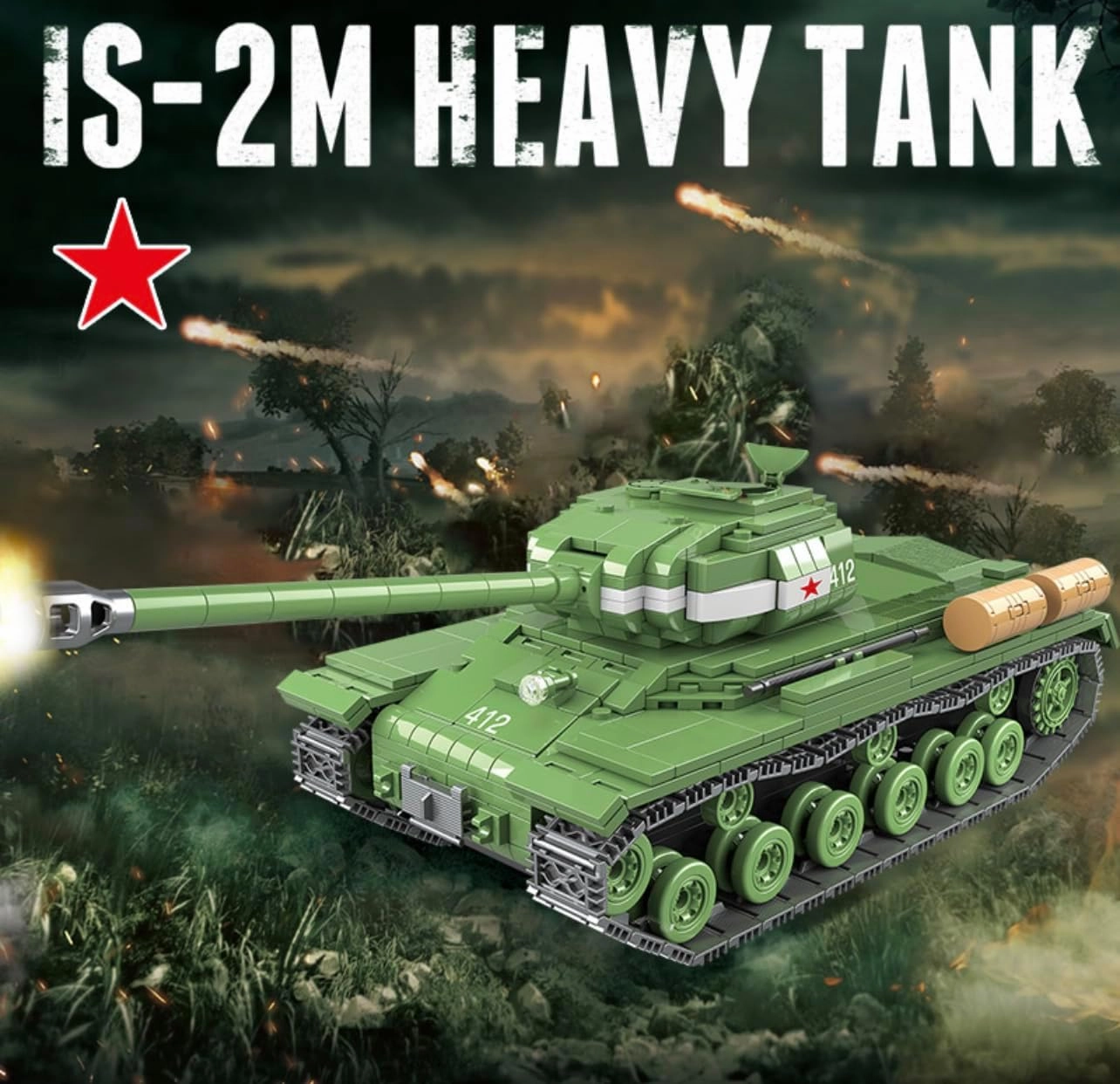 General Jim's Military Themed WW2 Building Blocks Tank Sets for World War 2 Brick Building Enthusiats (Soviet IS-2M Tank)