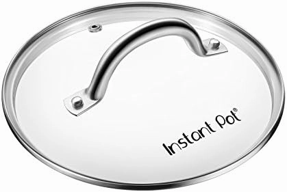 Genuine Instant Pot Tempered Glass Lid, 9 in. (23 cm), 6 Quart, Clear & Instant Pot IP SS Silicone Lid Cover, 6 Quart, Transparent White