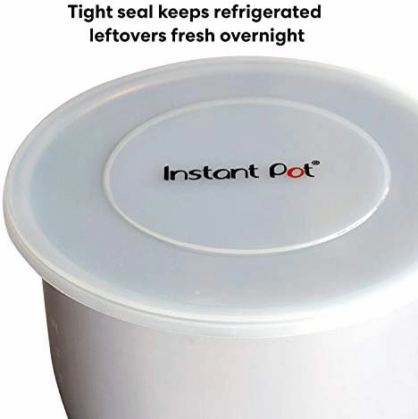 Genuine Instant Pot Tempered Glass Lid, 9 in. (23 cm), 6 Quart, Clear & Instant Pot IP SS Silicone Lid Cover, 6 Quart, Transparent White