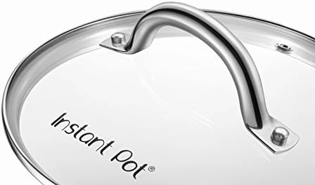 Genuine Instant Pot Tempered Glass Lid, 9 in. (23 cm), 6 Quart, Clear & Instant Pot IP SS Silicone Lid Cover, 6 Quart, Transparent White
