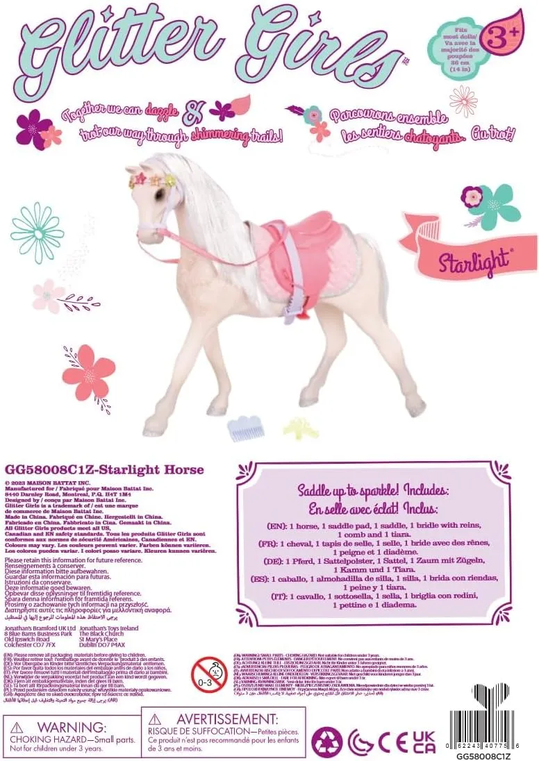 Glitter Girls by Battat - Starlight 14" Toy Horse - 14 inch Doll Accessories and Clothes for Girls Age 3 and Up – Children’s Toys , White