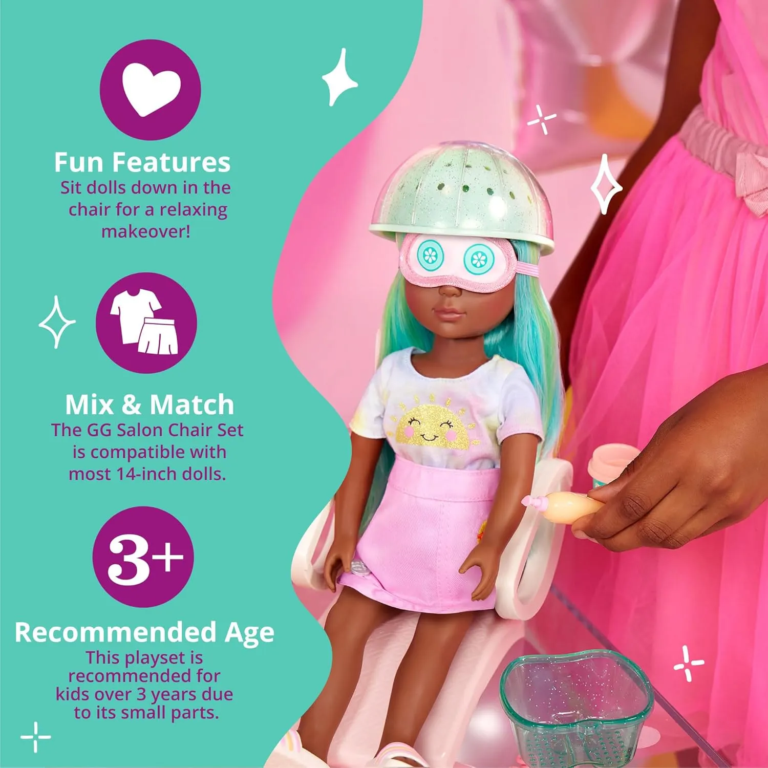 Glitter Girls – Salon Chair & Styling Playset – Hooded Hair Dryer, Foot Bath, Pretend Nail Polish – 14-inch Doll Accessories for Kids Ages 3 and Up – Children’s Toys